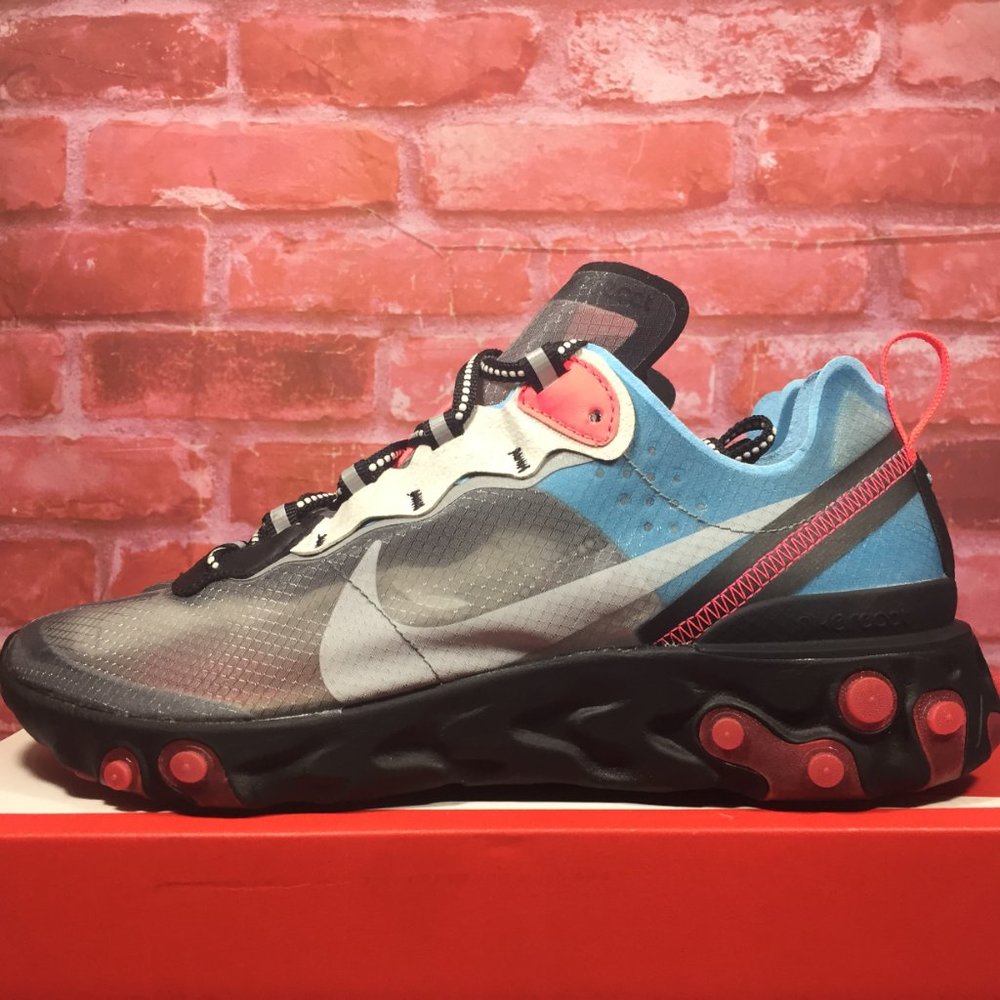 NIKE REACT ELEMENT 87 BLACK/SOLAR RED/BLUE CHILL
